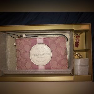 Pink Coach wallet and key chain